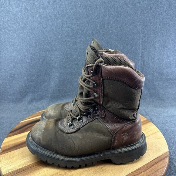 Vtg Wolverine Mens Sz 7 Gore-tex Waterproof Leather Brown Green Distressed Boots - Picture 7 of 13